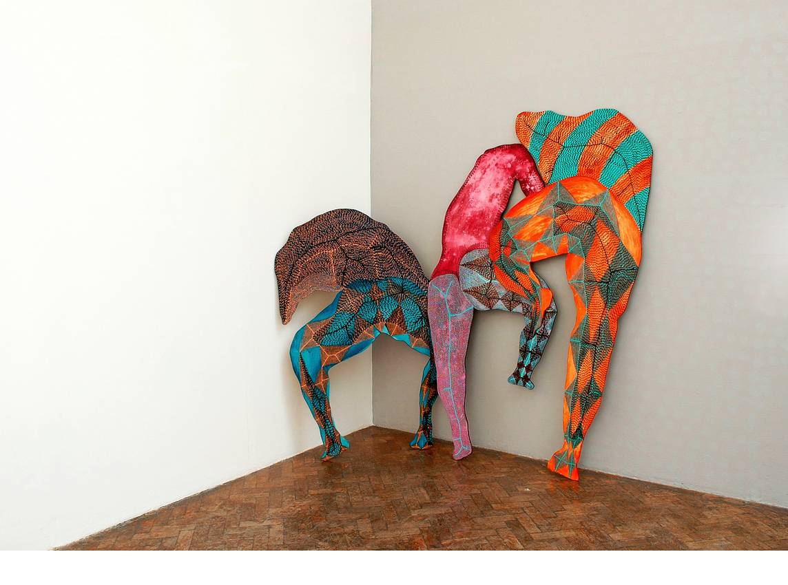 Squat, up and lift, acrylic and oil on plywood, dimensions variable, 2005
