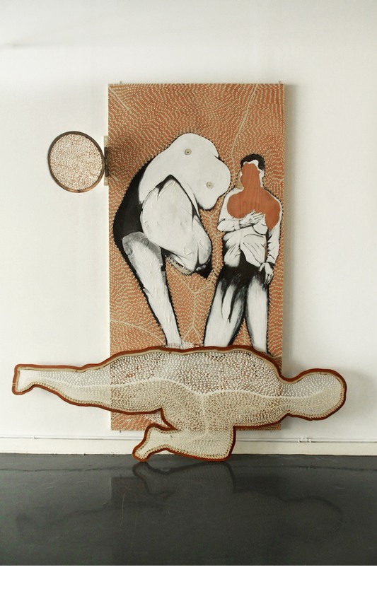 Constellation with circle, pencil, pen, ink and acrylic on paper and plywood with a metal frame, 261.5 cm x 233.5 cm x 46.3 cm, 2009
