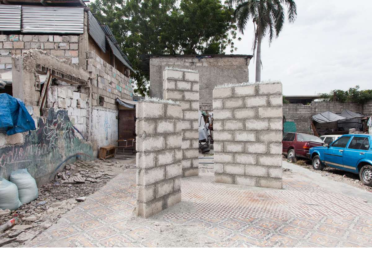 Safely Standing, concrete, mortar and glass, 2015. Image credit: Lazaros
