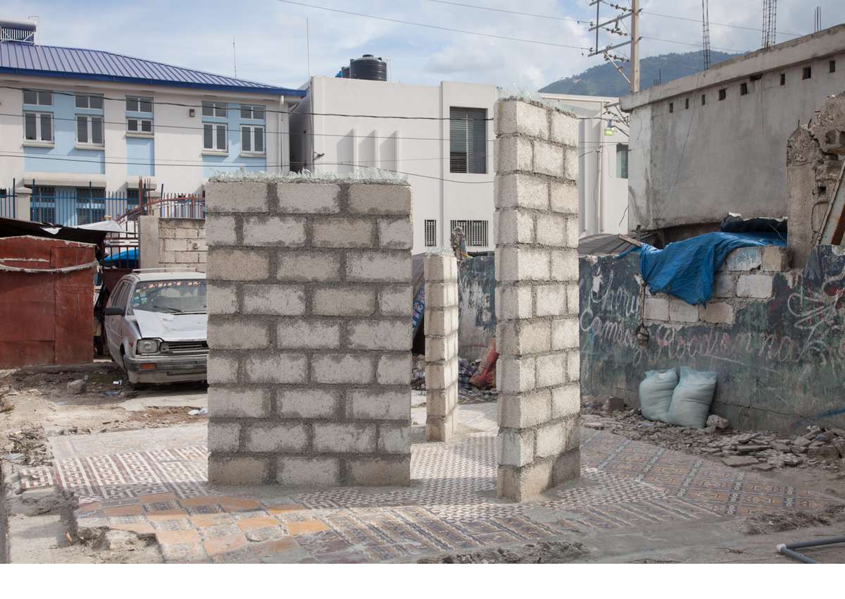 Safely Standing, concrete, mortar and glass, 2015. Image credit: Lazaros
